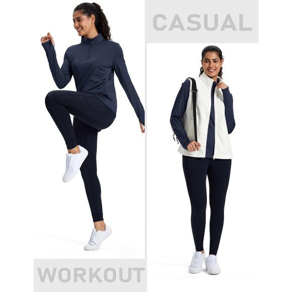 Women's Thermal Fleece Quarter Zip Pullover with Zipper Pocket and Thumb Holes - Picture 6 of 6